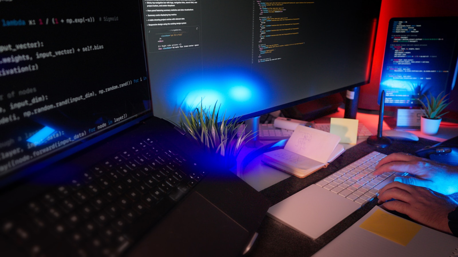 Developer reviewing an automation workflow on a laptop in a modern technical workspace