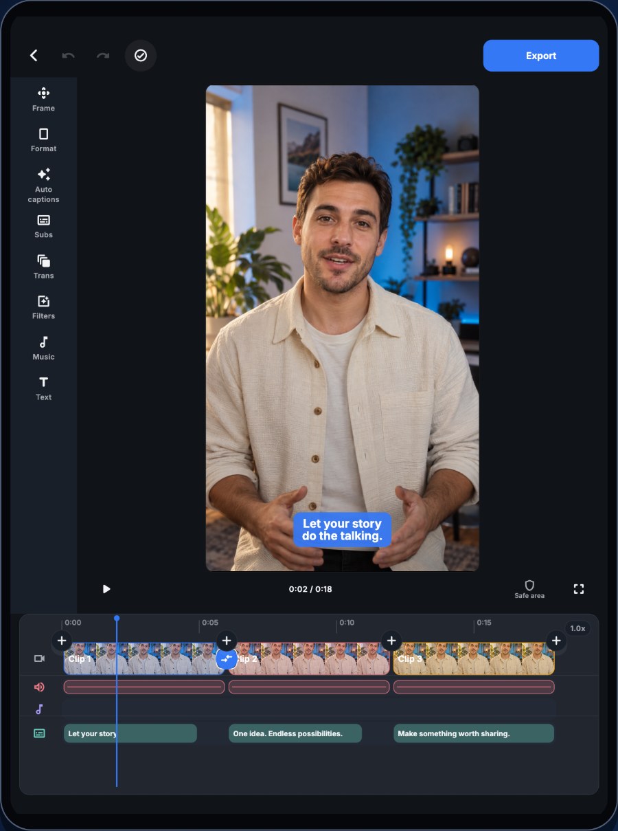 iPad / Oś czasu wideo i kontrolki edycji