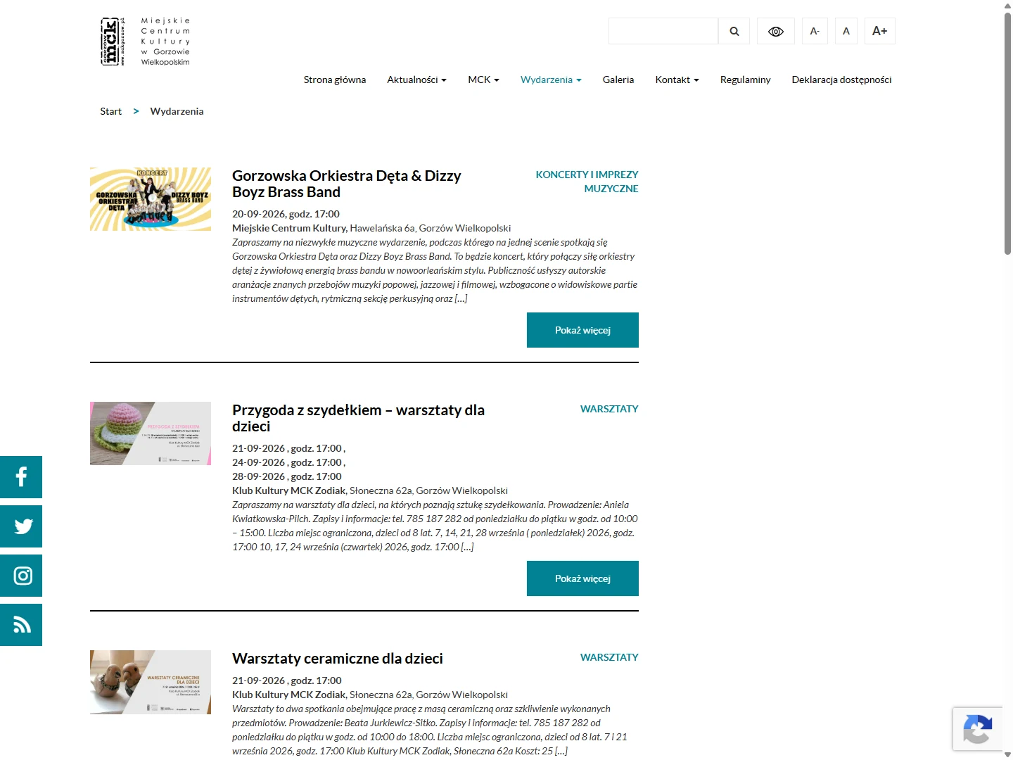 MCK Gorzów — Events directory — dates, venues, categories and programme summaries.